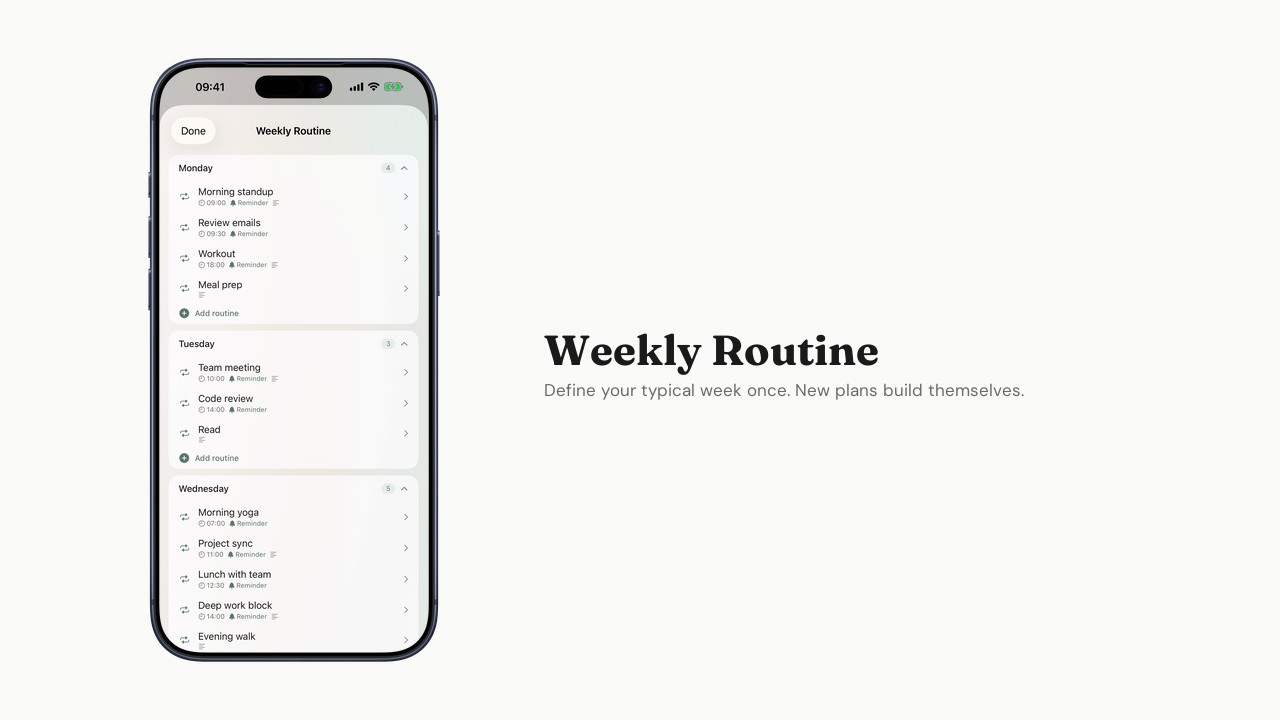 Setting up your Weekly Routine